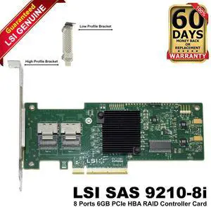 (NOT FOR HOME PC!) LSI SAS 9210-8i 8-Ports SAS/SATA 6Gb/s PCIe 2.0 RAID 0,1,1E,10 Controller HBA