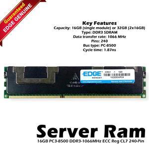 Edge 16GE604R04 16GB PC3-8500 DDR3-1066MHz ECC Reg CL7 240-Pin Server RAM Memory