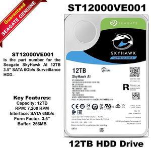 Seagate ST12000VE001 Skyhawk AI 12TB 7.2K SATA 6Gb/s 512e 3.5" Hard Drive HDD