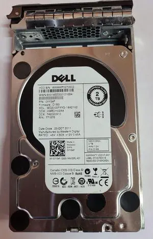 (NOT FOR HOME PC!) YY34F 0YY34F WD2000FYYG DELL 2TB 7.2K 6G LFF 3.5" SAS HDD HARD DRIVE with caddy
