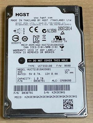 (NOT FOR HOME PC!) HGST 0B30781 1TB 7.2K 6Gb/s 64MB 2.5" SAS HUC721010ASS601