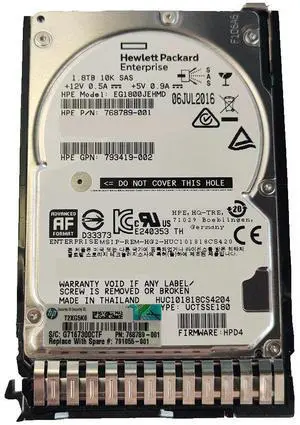 (NOT FOR HOME PC!) HP EG1800JEHMD 768789-001 1.8TB 10K RPM 2.5" SAS Hard Drive WITH CADDY 100%