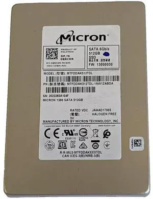 Micron 1300 2.5" 512GB SATA SSD Solid State Hard Drive MTFDDAK512TDL Dell 8RCKR