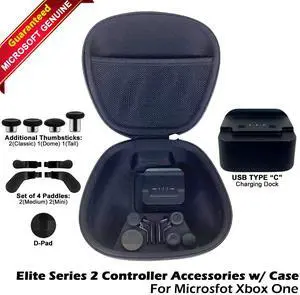 Lot 2 Xbox Elite Series 2 Controller Case w/ Charging Stand & Accessories