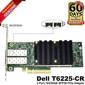 Dell T6225-CR 2-Port 1/10/25GbE PCIe x8 Unified Wire Network Adapter XN4H9 5TX3G