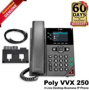 4-Lot Polycom VVX 250 IP Phone 4-Line Color LCD 1GbE VoIP PoE 2200-48820-025