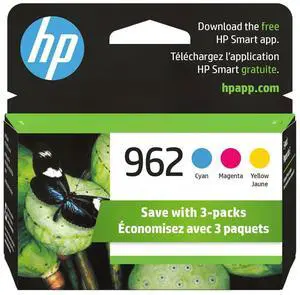 HP 962 3-pack Cyan/Magenta/Yellow Original Ink Cartridges, Per cartridge: ~700
