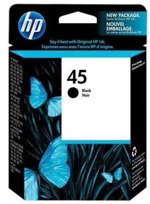HP 45 Black Original Ink Cartridge, ~930 pages, 51645A#140