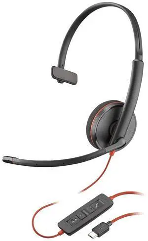 Poly Blackwire 3210 Wired Headset Mono Connect to PC/Mac/Mobile 8X214AA
