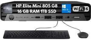 HP Elite Mini 805 G8 Desktop Ryzen 5 PRO 5650G 16GB 1TB PCIe SSD WiFi W11Pro