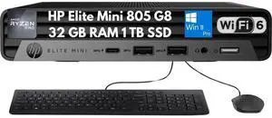 HP Elite Mini 805 G8 Desktop Ryzen 5 PRO 5650G 32GB 1TB PCIe SSD WiFi W11Pro