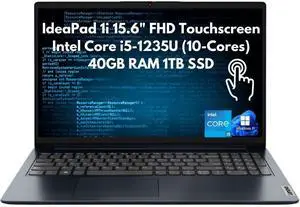 Lenovo IdeaPad 1i 15.6" FHD Touch Core i5-1235U 40GB 1TB SSD Cam Windows 11