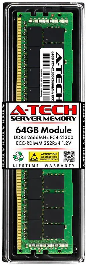 (NOT FOR HOME PC!) 64GB DDR4 ECC RDIMM Micron MTA72ASS8G72PSZ-2S6E1 Equivalent Server Memory RAM 1x