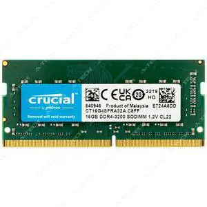 Crucial 16GB DDR4 3200 MHz PC4-25600 SODIMM Laptop Memory RAM 1x (CT16G4SFRA32A)