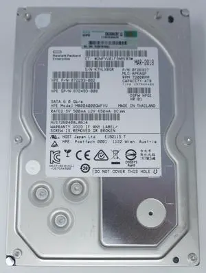 HGST HPE HUS726040ALA614 872772-001 MB004000GWFVU 4TB SATA 6G 7.2K LFF SC DS HDD HGST HPE HUS726040ALA614 872772-001 MB004000GWFVU 4TB SATA 6G 7.2K LFF SC DS HDD