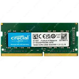 Crucial 16GB DDR4 2666 MHz PC4-21300 SODIMM Laptop Memory RAM 1x (CT16G4SFRA266) Crucial 16GB DDR4 2666 MHz PC4-21300 SODIMM Laptop Memory RAM 1x (CT16G4SFRA266)
