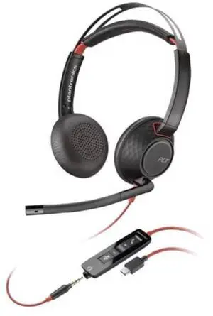 HP Poly Blackwire 5220 Wired USB-A Business Stereo Headset Black 80R97A6 HP Poly Blackwire 5220 Wired USB-A Business Stereo Headset Black 80R97A6