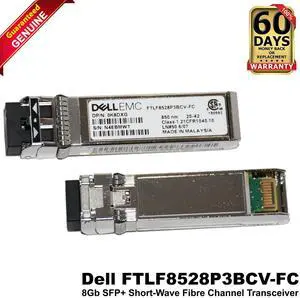 Lot of 8 Dell FTLF8528P3BCV-FC SFP+ 8Gb FC MMF 850nm LC Duplex Transceiver K8DXG Lot of 8 Dell FTLF8528P3BCV-FC SFP+ 8Gb FC MMF 850nm LC Duplex Transceiver K8DXG