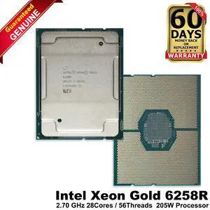Intel Xeon Gold 6258R 2.70GHz 28-Core 56T LGA3647 UPI 10.4GT CPU Processor SRGZF Intel Xeon Gold 6258R 2.70GHz 28-Core 56T LGA3647 UPI 10.4GT CPU Processor SRGZF