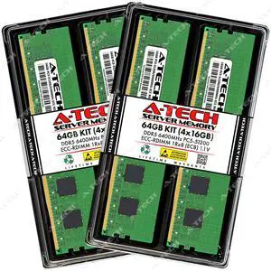 A-Tech 64GB 4x 16GB 1Rx8 PC5-51200R DDR5 6400 MHz EC8 RDIMM Server Memory RAM A-Tech 64GB 4x 16GB 1Rx8 PC5-51200R DDR5 6400 MHz EC8 RDIMM Server Memory RAM
