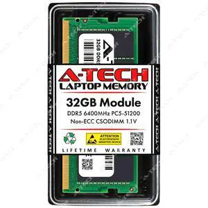 A-Tech 32GB PC5-51200 DDR5 6400 MHz CSODIMM Laptop Memory RAM 1x A-Tech 32GB PC5-51200 DDR5 6400 MHz CSODIMM Laptop Memory RAM 1x