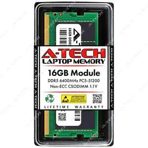 A-Tech 16GB PC5-51200 DDR5 6400 MHz CSODIMM Laptop Memory RAM 1x A-Tech 16GB PC5-51200 DDR5 6400 MHz CSODIMM Laptop Memory RAM 1x