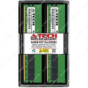 A-Tech 64GB 2x 32GB 2Rx8 PC5-51200R DDR5 6400 MHz EC8 RDIMM Server Memory RAM A-Tech 64GB 2x 32GB 2Rx8 PC5-51200R DDR5 6400 MHz EC8 RDIMM Server Memory RAM
