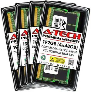 (NOT FOR HOME PC!) A-Tech 192GB 4x 48GB 2Rx8 PC5-44800 DDR5 5600 MHz ECC SODIMM NAS Memory RAM Kit (NOT FOR HOME PC!) A-Tech 192GB 4x 48GB 2Rx8 PC5-44800 DDR5 5600 MHz ECC SODIMM NAS Memory RAM Kit