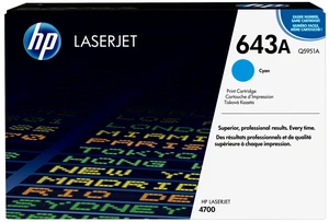 HP 643A Cyan Original LaserJet Toner Cartridge, ~10,000 pages, Q5951A HP 643A Cyan Original LaserJet Toner Cartridge, ~10,000 pages, Q5951A