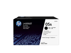 HP 05A 2-pack Black Original LaserJet Toner Cartridges, Per cartridge: ~2,300 HP 05A 2-pack Black Original LaserJet Toner Cartridges, Per cartridge: ~2,300