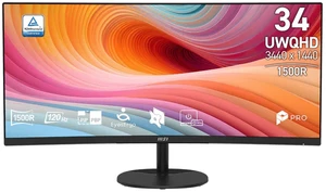 MSI PRO MP341CQ E12 34" UWQHD 2K Curved Monitor 3500:1 Adaptive-Sync HDR Ready MSI PRO MP341CQ E12 34" UWQHD 2K Curved Monitor 3500:1 Adaptive-Sync HDR Ready