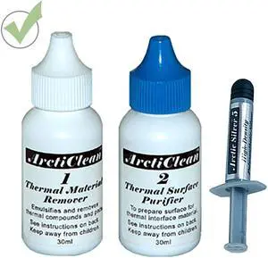 Arctic Silver 5 Thermal Compound Paste 3.5g Grams w/ ArctiClean 60 ML Kit