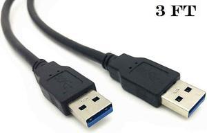 USB 3.0 Cable Male to Male USB to USB Cable SuperSpeed Black 3 Feet