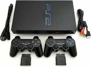 Refurbished 2 WIRELESS CONTROLLERS Sony PS2 Game System Gaming Console PLAYSTATION2 Black