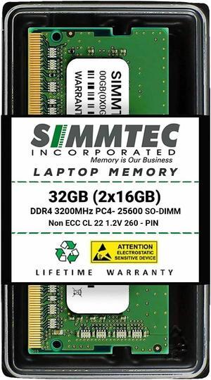 Simmtec RAM 32GB (2x16GB) DDR4 3200MHz SODIMM PC4-25600 (PC4-3200AA) CL22 1.2V