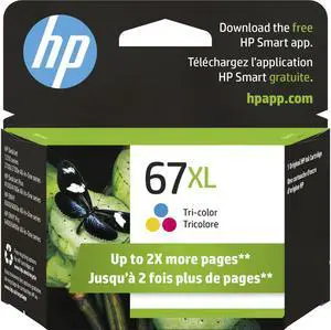 HP 67XL High Yield Tri-color Original Ink Cartridge, ~200 pages, 3YM58AN#140