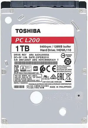 Toshiba (SATA) PC L200 2.5" Laptop Internal HD 1TB 5.4K HDD, HDWL110UZSVA