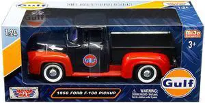 1956 Ford F-100 Pickup Truck "Gulf" Dark Blue and Red 1/24 Diecast Model Car by Motormax