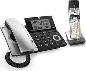 at&t cl84107 dect 6.0 expandable corded/cordless phone with smart call blocker, black/silver with 2 handsets