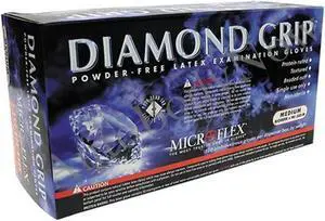 Microflex MF300L Diamond Grip Latex,Powder-Free Gloves,Box of 100,Large(2 Pack)