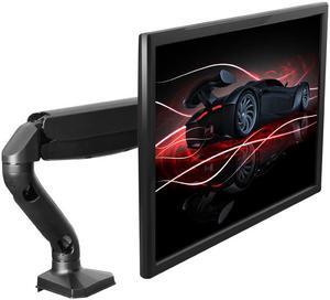 Single Computer Monitor Arm with 2 USB Ports adjustable height universal mount lcd holder sit stand-up standing desk accessory organizer one screen swivel pan tilt screens black