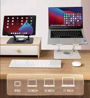 Swivel Laptop Stand for Desk – Adjustable Laptop Stand for Desk 360 Rotation – Raise, tilt, Rotate, Cool laptops with This Ergonomic Laptop Riser for Desk ipad Stand Laptop Cooling pad (White)
