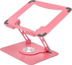 Swivel Laptop Stand for Desk – Adjustable Laptop Stand for Desk 360 Rotation – Raise, tilt, Rotate, Cool laptops with This Ergonomic Laptop Riser for Desk ipad Stand Laptop Cooling pad (Rose Gold)