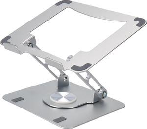 Swivel Laptop Stand for Desk – Adjustable Laptop Stand for Desk 360 Rotation – Raise, tilt, Rotate, Cool laptops with This Ergonomic Laptop Riser for Desk ipad Stand Laptop Cooling pad (Silver)