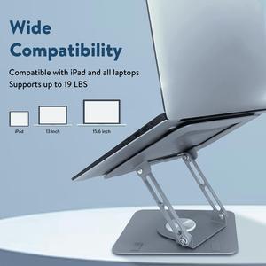 Swivel Laptop Stand for Desk  Adjustable Laptop Stand for Desk 360 Rotation  Raise, tilt, Rotate, Cool laptops with This Ergonomic Laptop Riser for Desk ipad Stand Laptop Cooling pad (Space Gray)