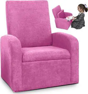 STASH Comfy Kids Sofa Chair  cute toddler chair toy storage chest. Kids folding chair converts to an ottoman. Small toddler chairs for girls boys supports 200lbs! kids lounge chair kids chair comfy