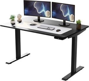 RISE UP dual motor electric standing desk 60x30 black desktop premium ergonomic adjustable height sit stand up home office computer desk table motorized powered modern furniture small standup table
