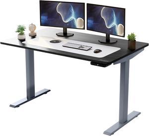 RISE UP dual motor electric standing desk 60x30" black desktop premium ergonomic adjustable height sit stand up home office computer desk table motorized powered modern furniture small standup table