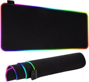 RGB Soft Gaming Mouse Pad Large, Oversized Glowing Led Extended Mousepad ,Non-Slip Rubber Base Computer Keyboard Pad Mat, 31.5x11.8 inch