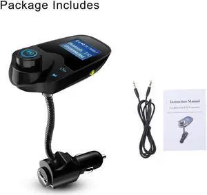 Wireless Bluetooth FM Transmitter& USB Car Charger 1.44 Inch Screen Supports Display Car Battery Voltage, Song Names, Incoming Phone Number